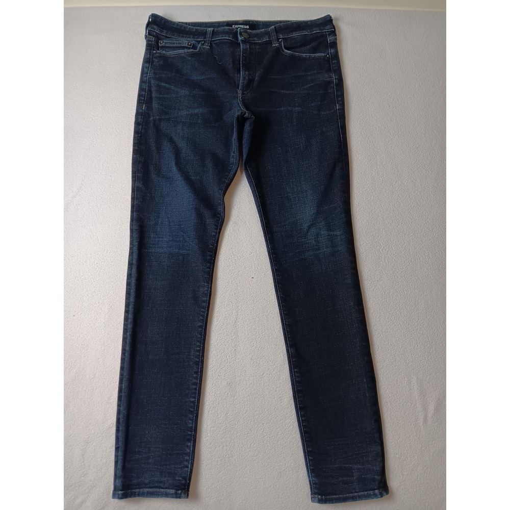 Express Jeans Mens W34 L34 Skinny Extra-Slim Blue Dark Wash Stretch Denim
